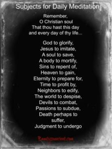 Catholic Subjects for Daily Meditation